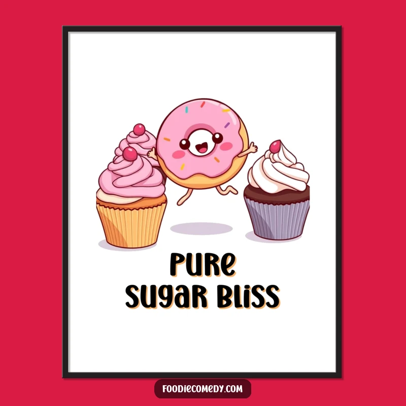 Funny Kawaii Donut Digital Art: Instant Joyful Decor, Perfect Humorous Gift