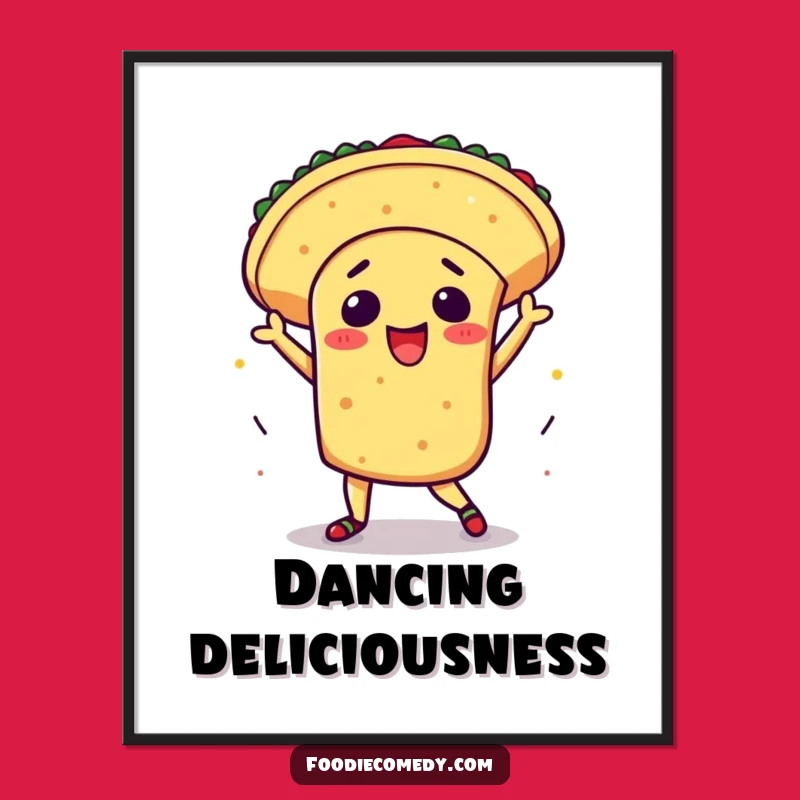 Funny Kawaii Taco Dance Digital Art: Hilarious Printable Fiesta Decor