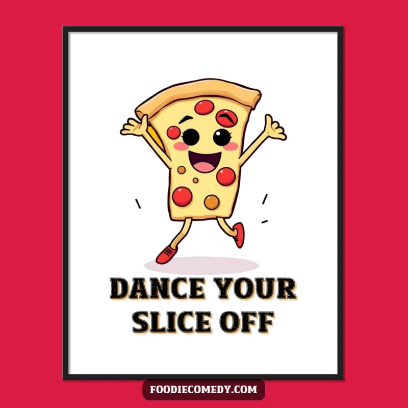 Funny Pizza Breakdance Digital Art Print - Instant Energetic Decor