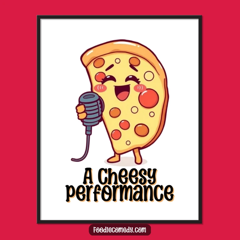 Funny Singing Pizza Slice Digital Art: Instant Musical Wall Decor!