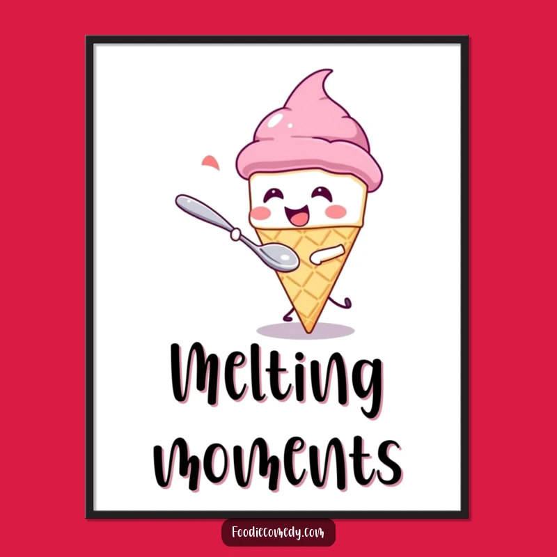 Funny Kawaii Ice Cream Digital Art: High-Res Sweet Chase Print