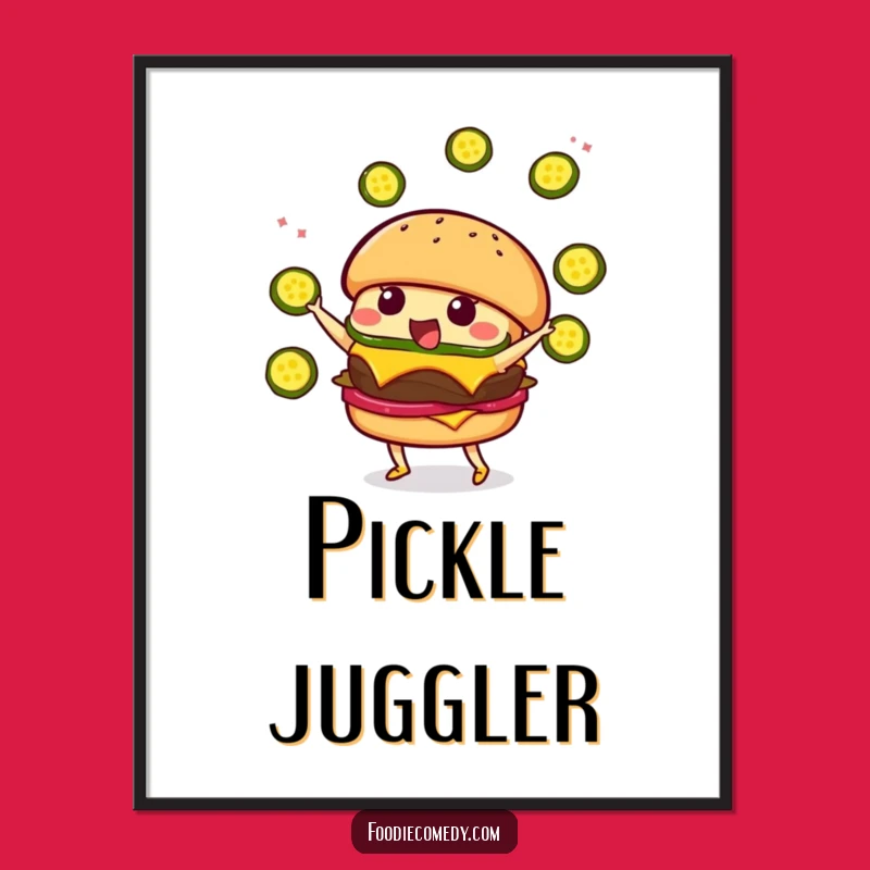 Funny Burger Juggling Digital Art - Kawaii Printable Decor