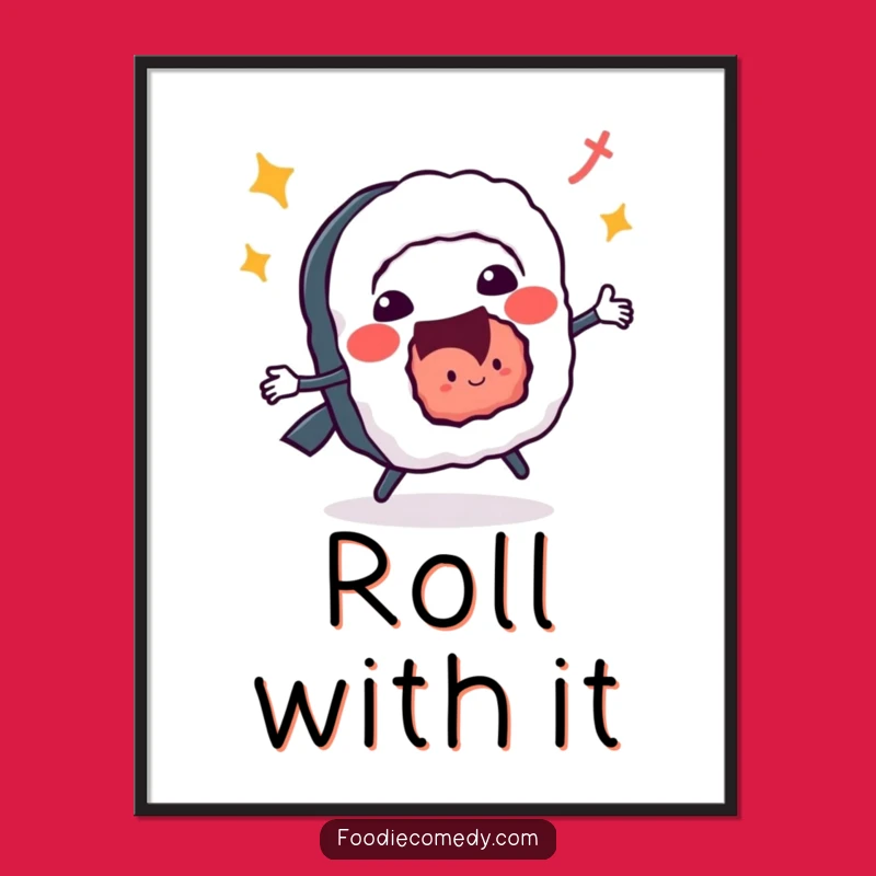 Funny Sushi Roll Jitterbug Digital Art - Instant Energetic Vibes for Your Walls