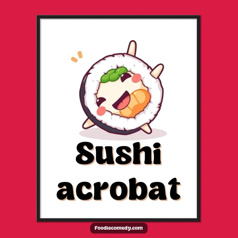 Instant Download Funny Sushi Somersault Art: Playful Foodie Print for Whimsical Decor
