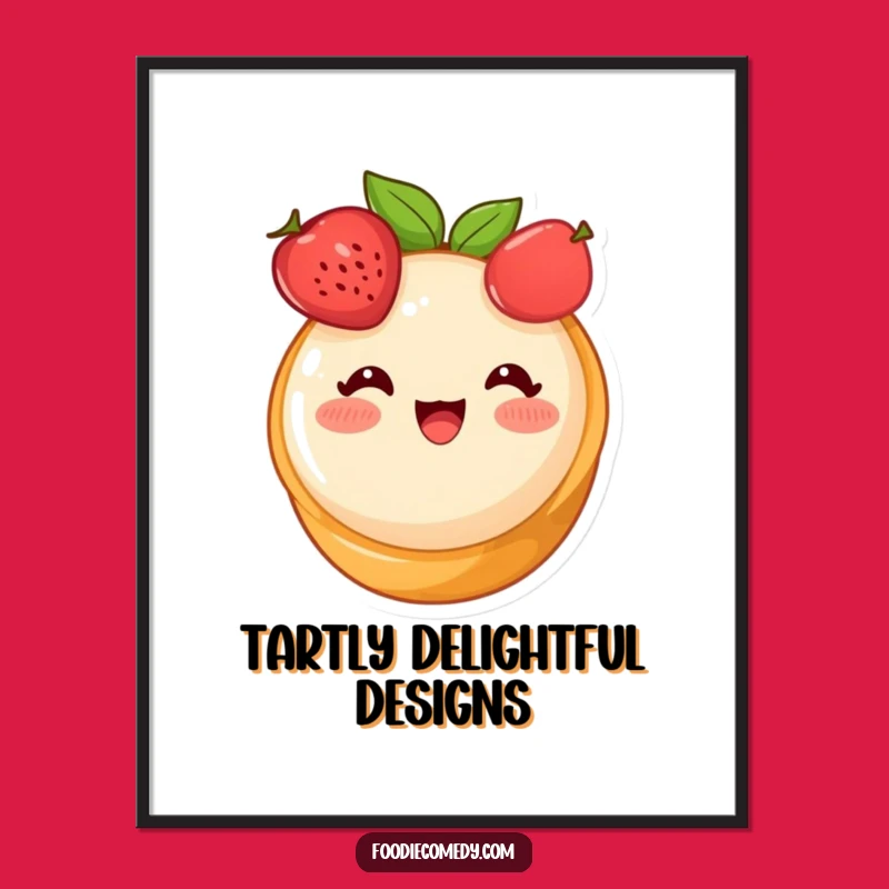 Funny Blushing Fruit Tart Digital Art - Cute Dessert Cartoon Download
