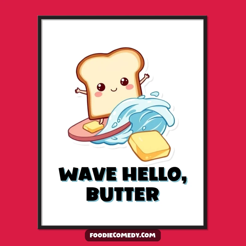 Funny Bread Digital Art: Surfing Slice Download, Hilarious Breakfast Decor
