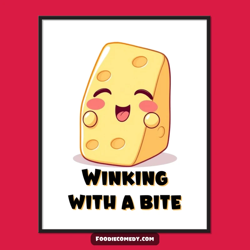 Funny Winking Cheese Digital Print - Instant Playful Wall Art