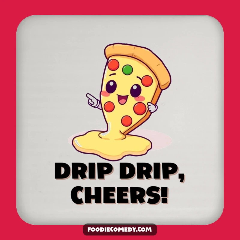 Kawaii Pizza Cheese Pool Coaster - Protect Surfaces with Funny Pizza Art - Unique Funny Gift