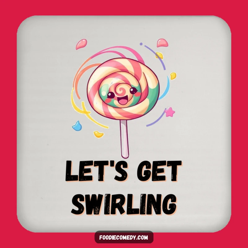 Funny Kawaii Lollipop Coasters, Set of 4 Swirling Drink Protectors