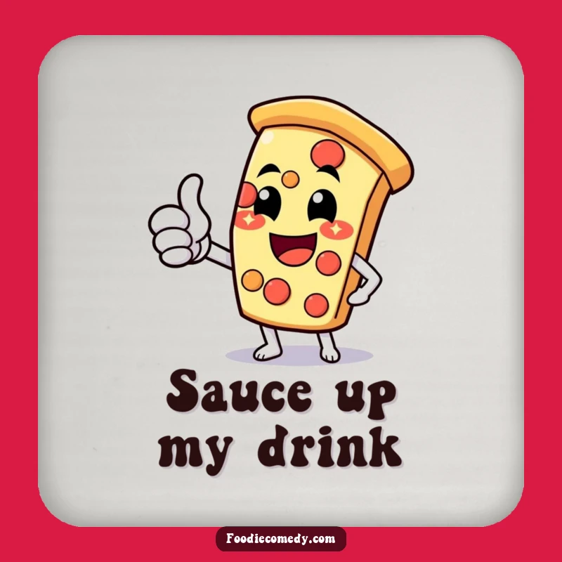 Funny Pizza Slice Thumbs Up Coaster: Protect Surfaces with Cheesy Style!
