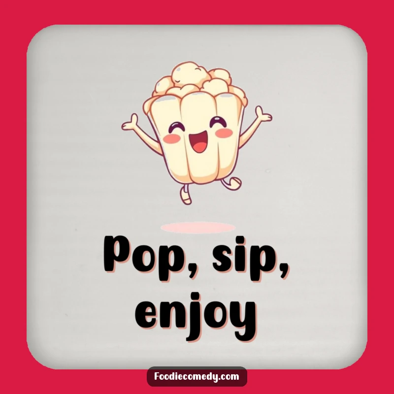 Funny Popcorn Leap Coasters: Excited Kernel Fun - Humorous Table Gift