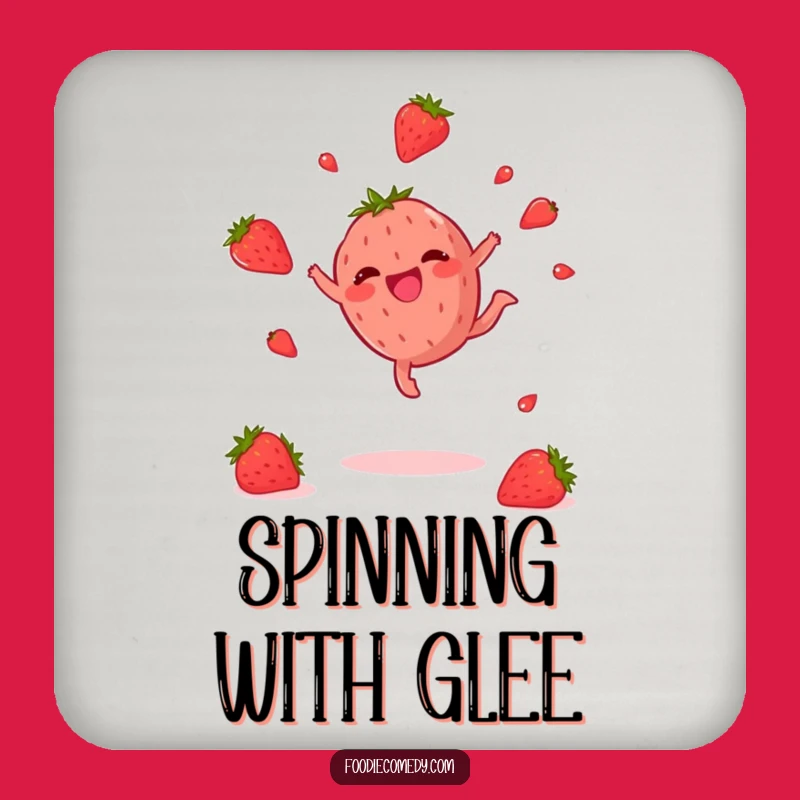 Funny Strawberry Cartwheel Coasters: Protect Surfaces with Hilarious Fruit Art and Joyful Vibes