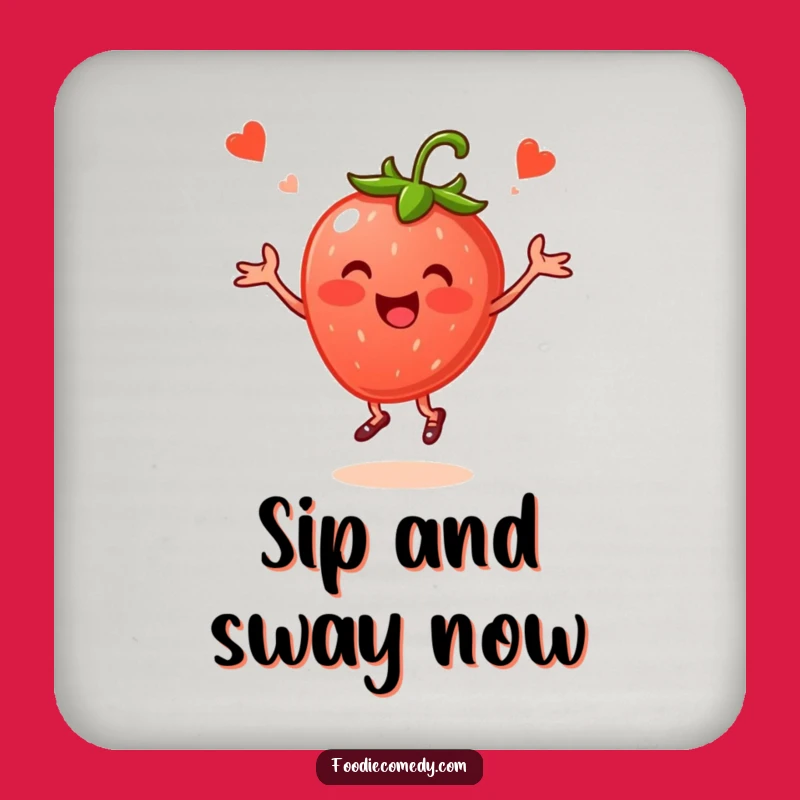 Funny Strawberry Folk Dance Coaster - Protect Surfaces with Berry Fun