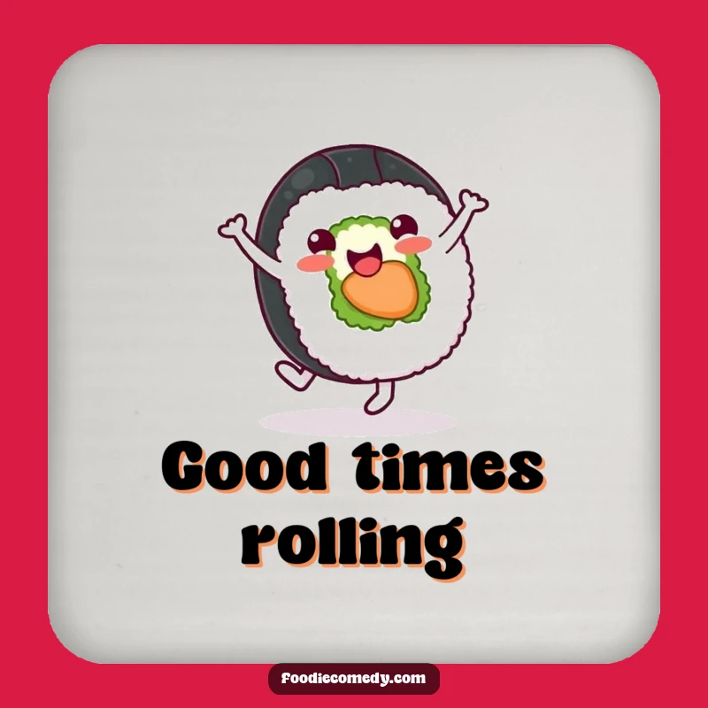 Funny Sushi Cartwheel Drink Coaster: Cheerful Japanese Coaster Set, Perfect Sushi Lover Funny Gift