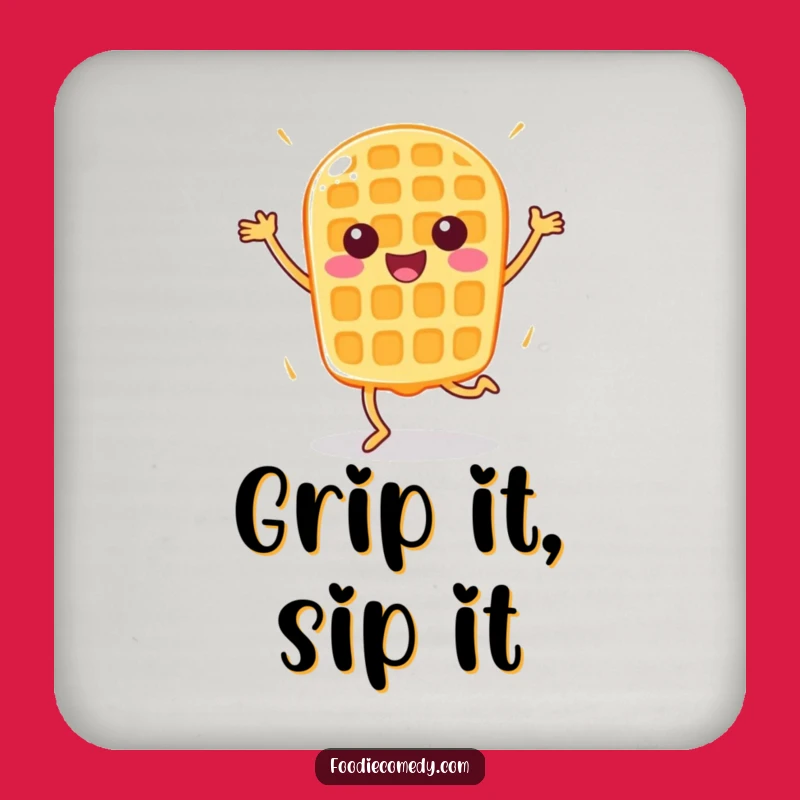 Funny Happy Waffle Aerobics Coaster - Protect Surfaces with Breakfast Fun