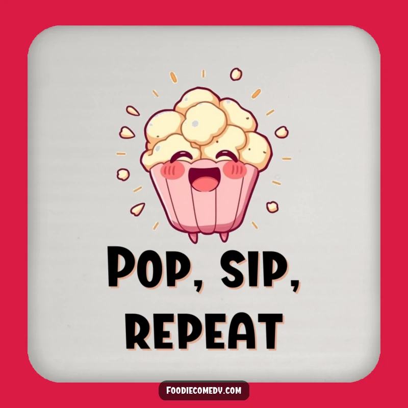 Funny Kawaii Popcorn Coasters, Set of 4 Exploding Drink Protectors