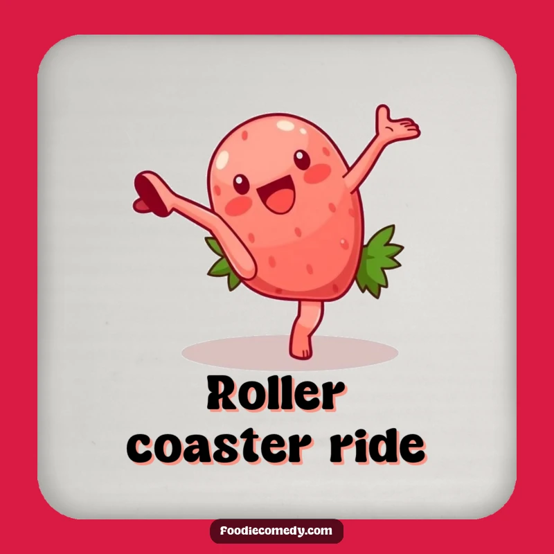 Funny Strawberry Cartwheel Drink Coaster: Protect Surfaces with Humorous Fruit Art