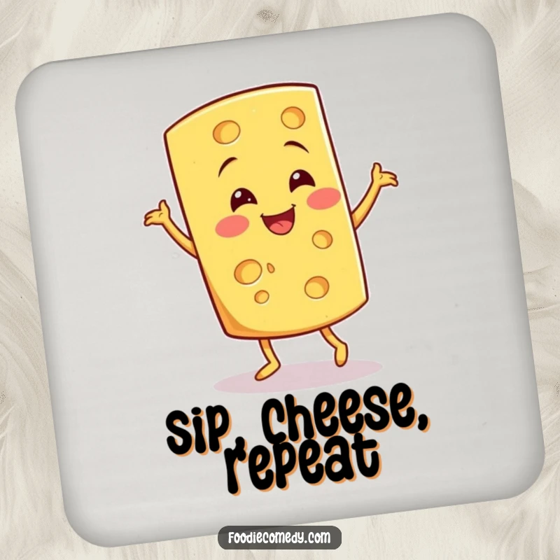 Funny Cheese Jig Coaster: A jigging cheese wedge provides humorous and practical surface protection.