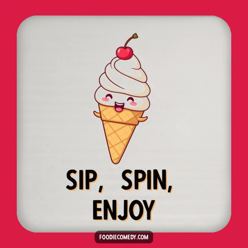 Funny Giggling Ice Cream Cone Coasters (Set of 4) - Protect Surfaces Sweetly