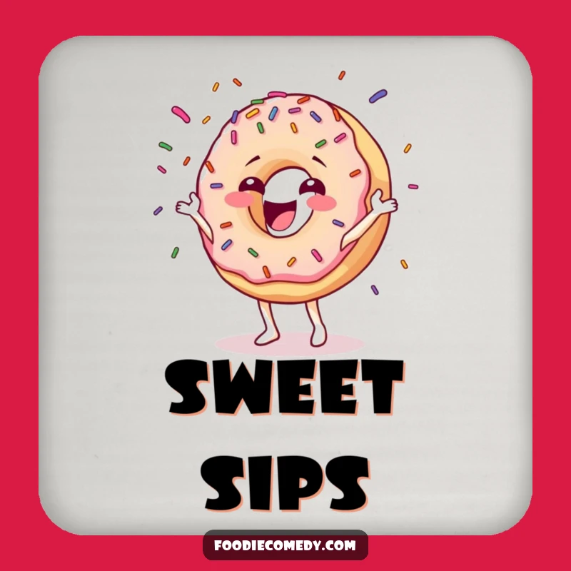 Funny Donut Sprinkle Drink Coaster: Sweet Coaster Set, Perfect Donut Lover Funny Gift