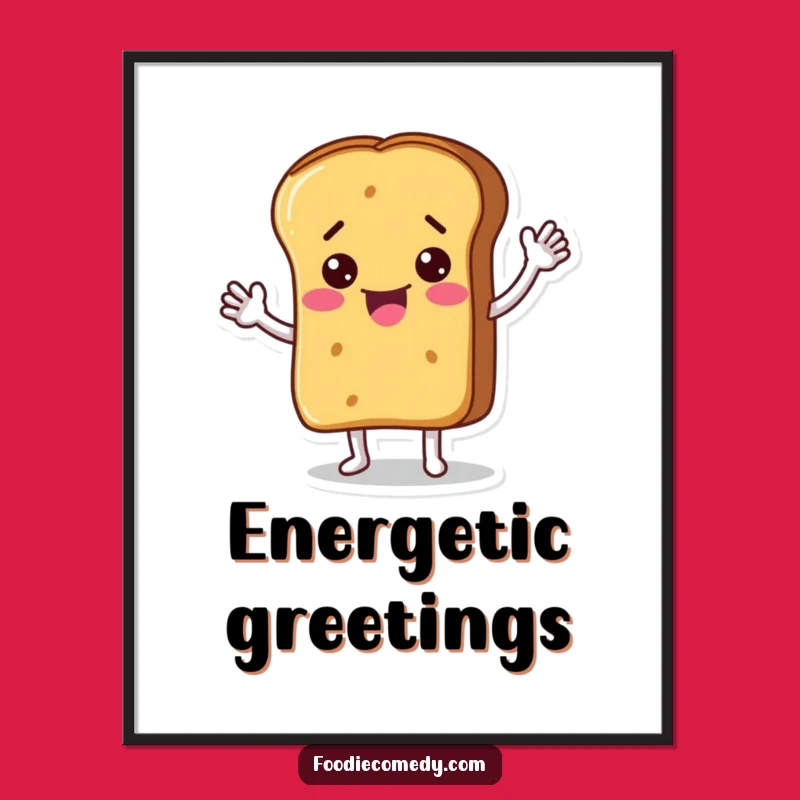 Funny Bread Loaf Waving Poster: Vibrant and Humorous Food Art for Your Walls