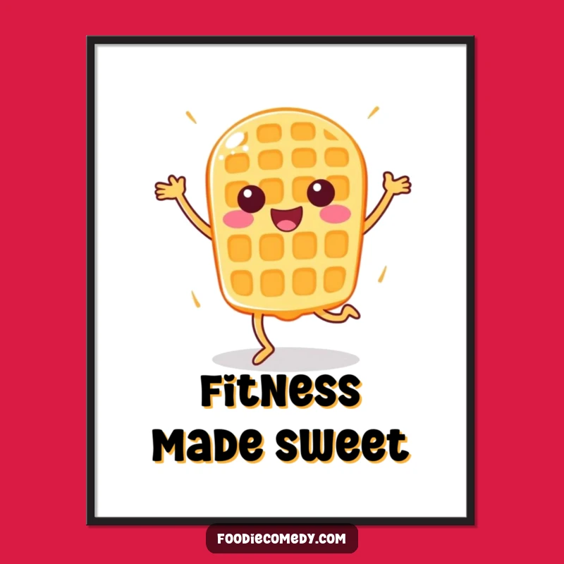 Funny Happy Waffle Aerobics Poster - Energetic Wall Art for Kitchens