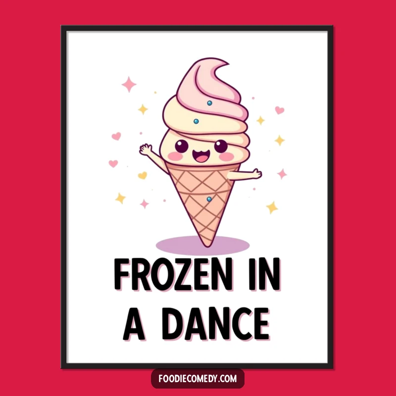Funny Disco Ice Cream Cone Poster: Vibrant Swirl Art for a Groovy Room!