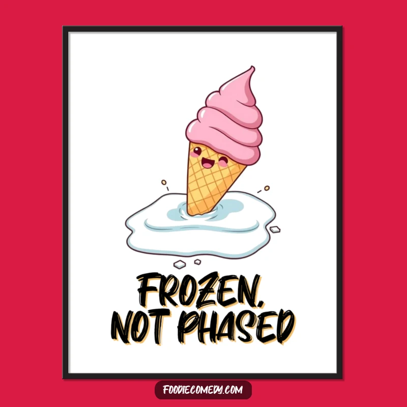 Funny Ice Cream Cone Sliding Poster: Gleeful Frozen Art for Cool Wall Decor Gift!