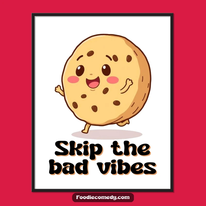 Funny Cookie Skip Poster: Joyful Wall Art Featuring a Happy Skipping Treat