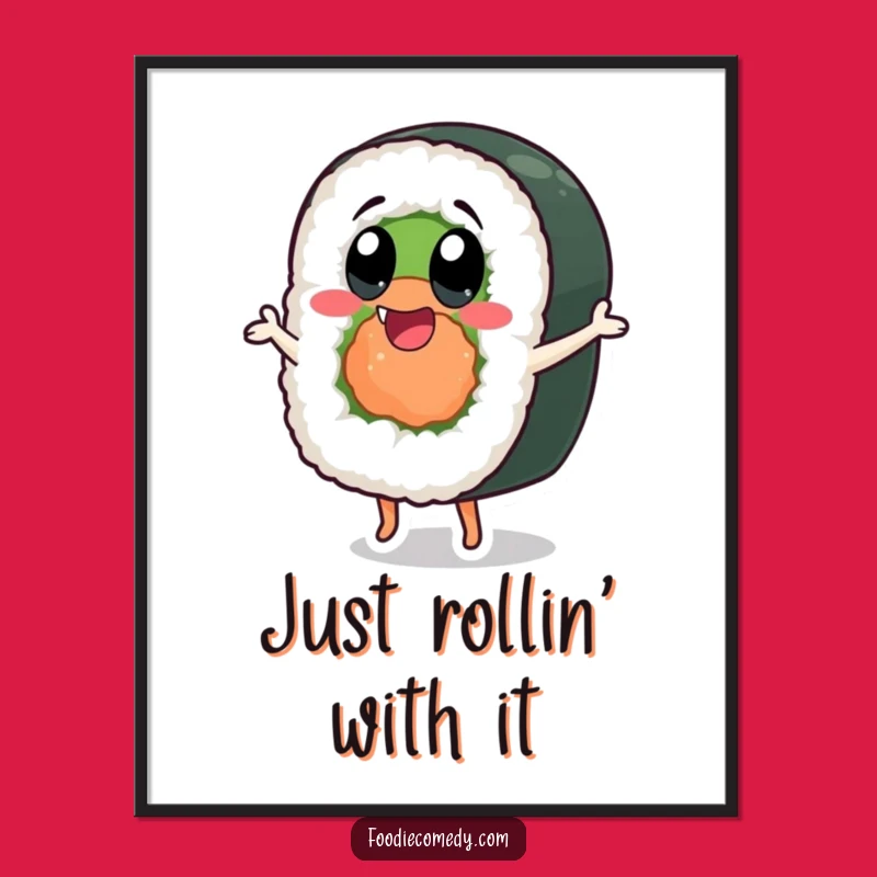 Funny Dancing Sushi Roll Poster: Add Lively Happiness to Your Walls!