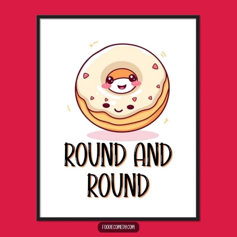 Funny Donut Spin Poster: Whimsical Wall Art for Dessert Lovers