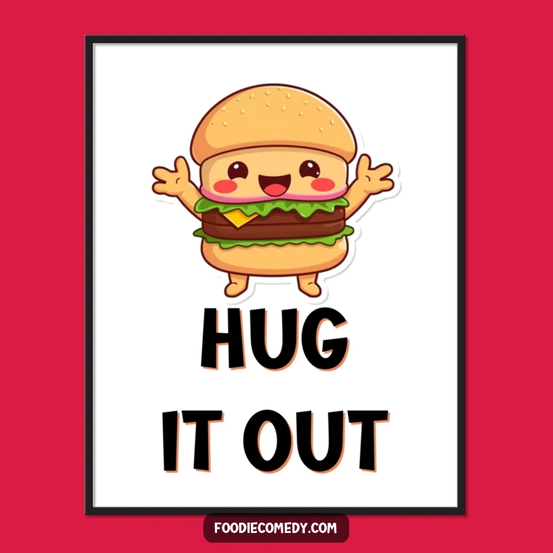Funny Hugging Burger Poster - Add a Taste of Joy to Your Walls