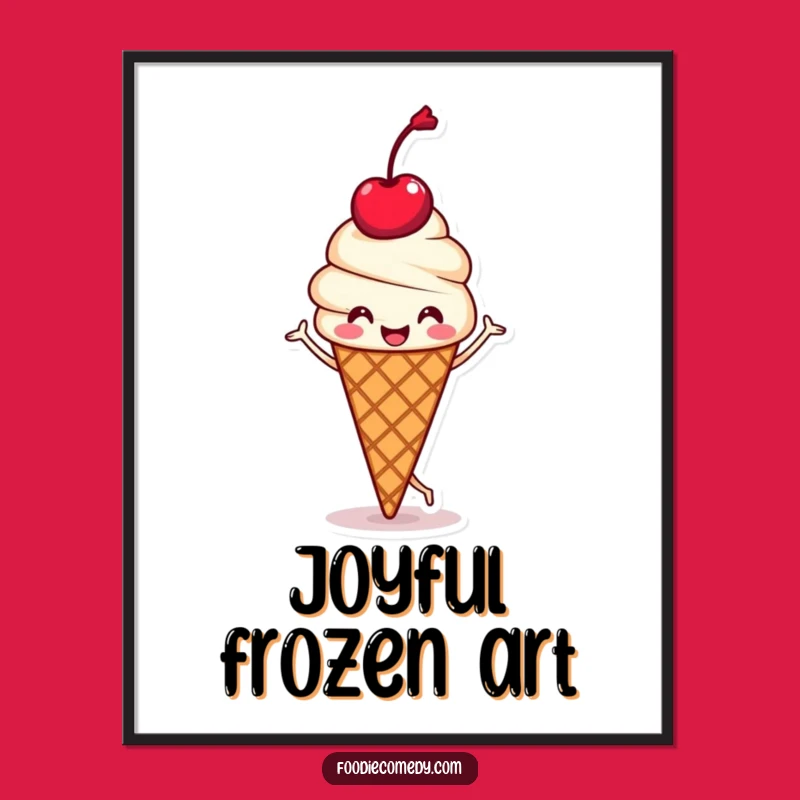 Funny Kawaii Ice Cream Poster - Happy Jig Art for a Sweet Space Gift
