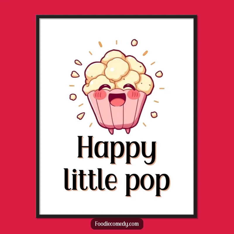Funny Kawaii Popcorn Burst Poster, Whimsical Wall Art Gift
