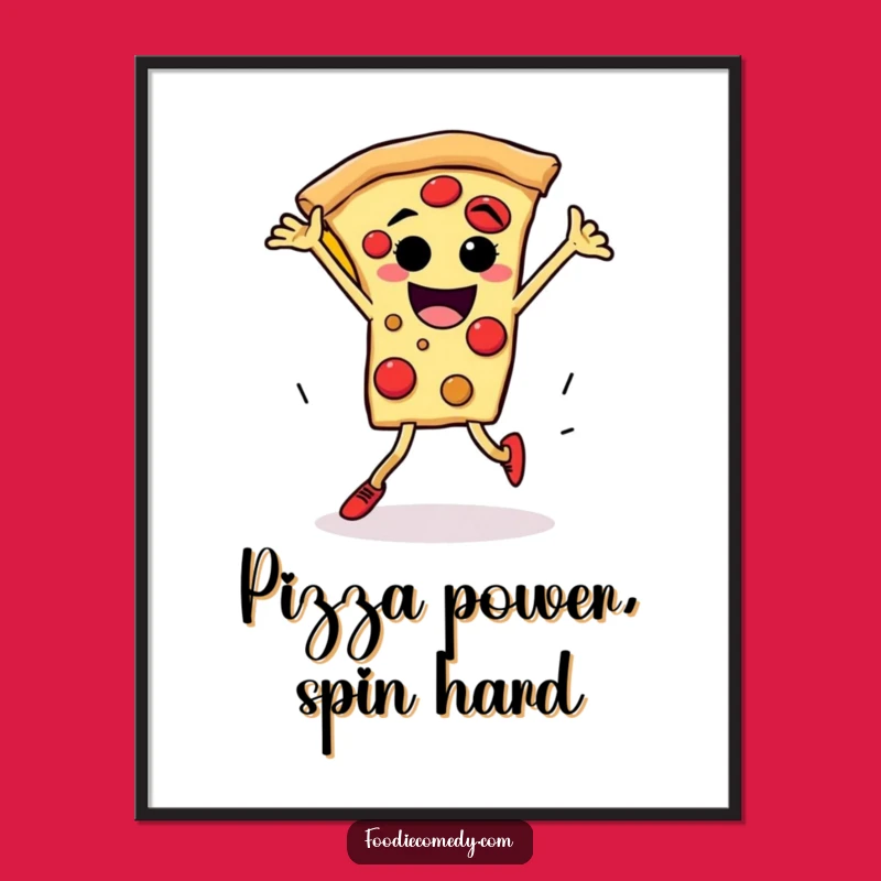 Funny Pizza Breakdance Poster - Energetic Wall Art for Foodie Fun