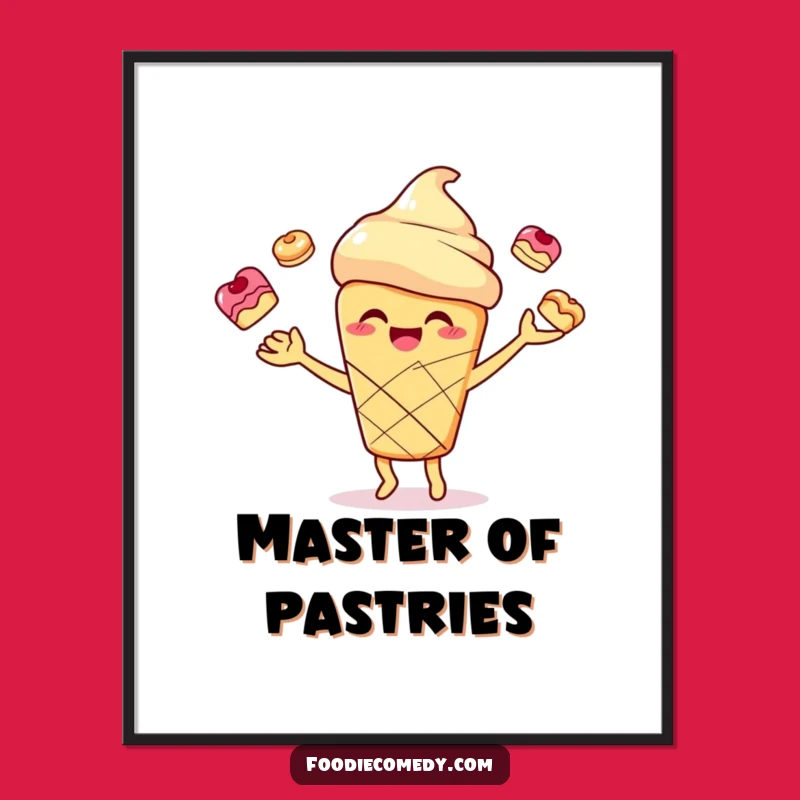 Funny Scone Juggling Poster - Hilarious Baker Art & Gift