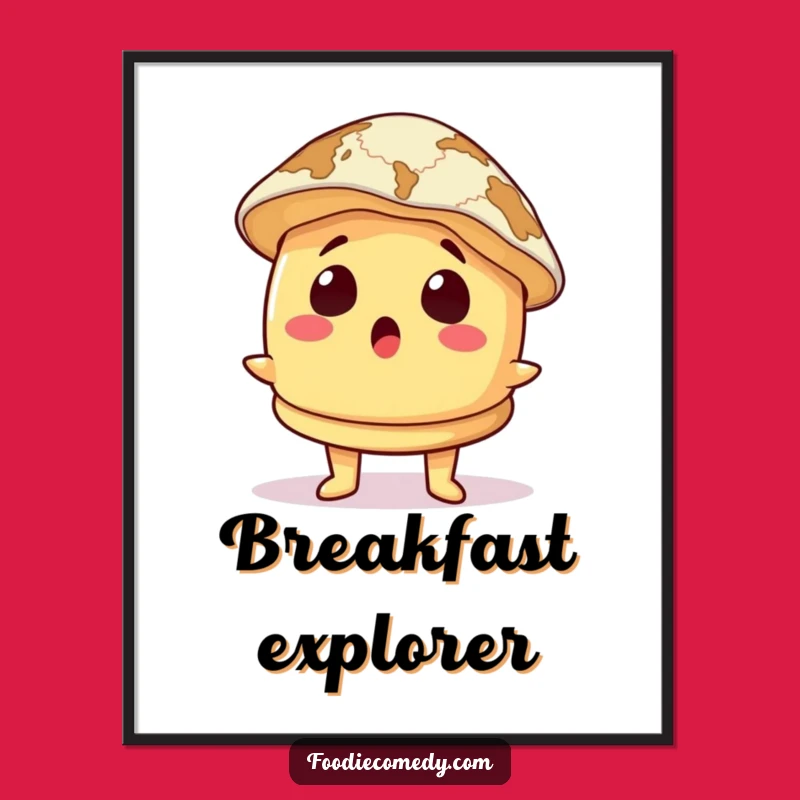 Funny Surprised Pancake Poster: Explore with Humor! A Hilarious Art Print