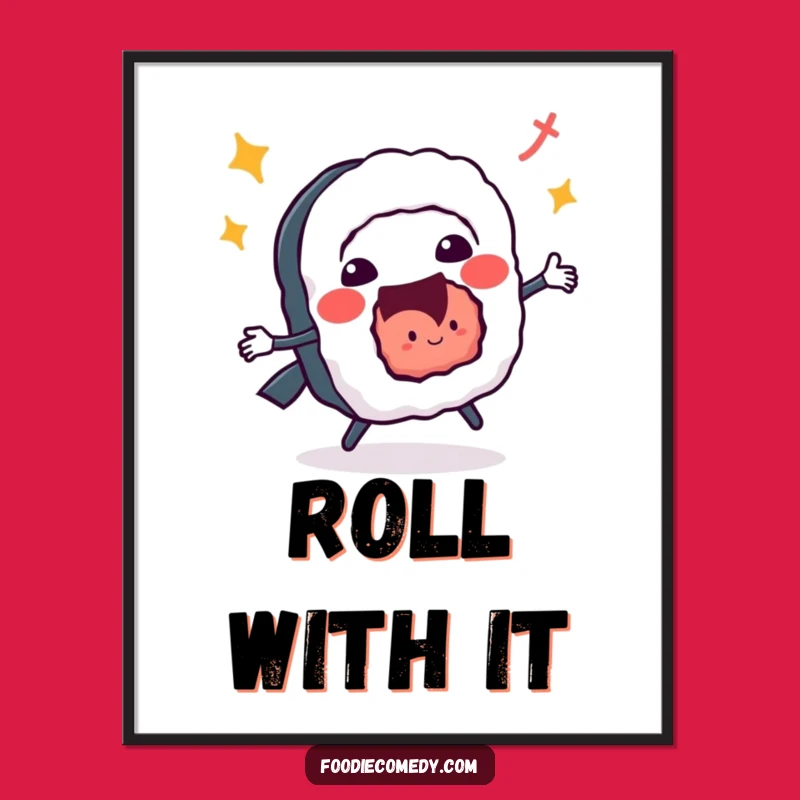 Funny Sushi Roll Jitterbug Poster - Energetic Wall Art for Foodies