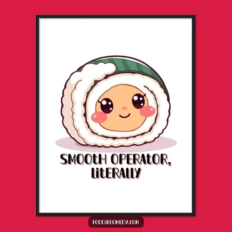 Funny Sushi Roll Sliding Poster - Whimsical Wall Art for Foodie Fun
