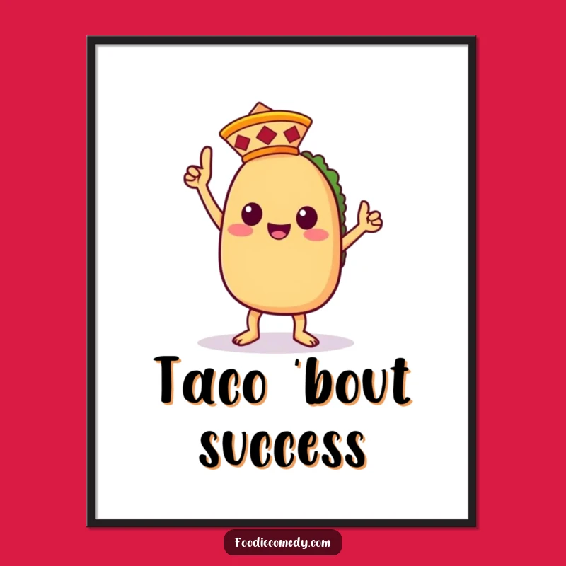 Funny Taco Victory Dance Poster - Adorable Kawaii Taco Fiesta Art - Unique Funny Gift