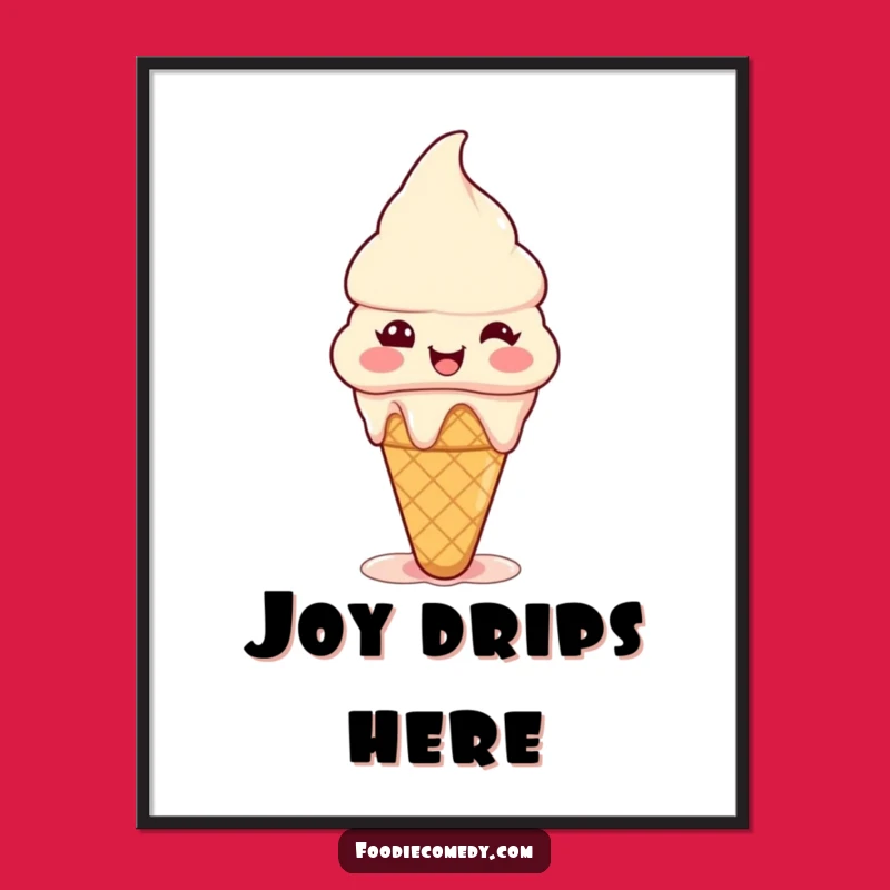 Funny Happy Ice Cream Cone Poster: Sweet Joyful Art for Any Room