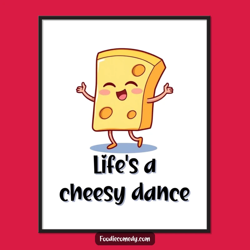 Funny Tango Cheese Slice Poster: Vibrant Wall Art for Kitchens and Fun Spaces