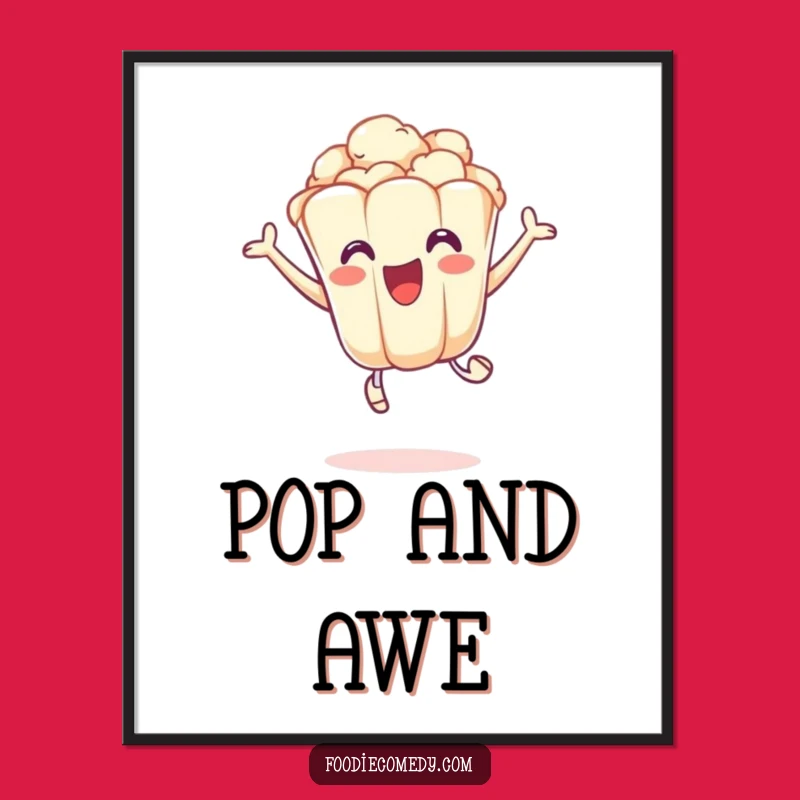 Funny Popcorn Leap Art Print: Excited Kernel Fun - Humorous Decor Gift