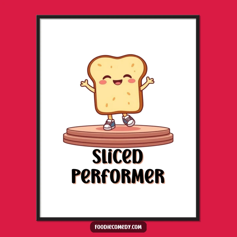 Funny Bread Hop Poster: Giggling Starchy Character Art, Perfect Humorous Gift