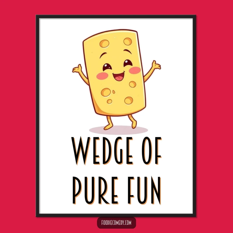 Funny Cheese Jig Poster - Quirky Wedge Art for Kitchens
