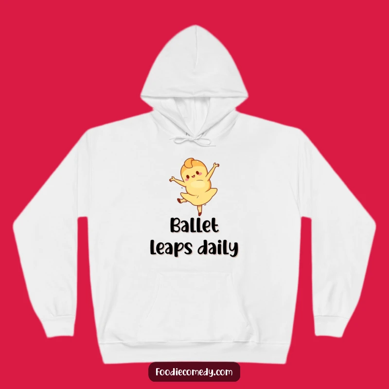 Funny Croissant Ballet Leap Hoodie: Cozy and Comical Character Sweatshirt