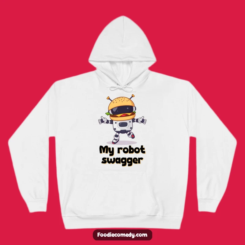 Cozy Funny Burger Robot Dance Hoodie: Warm Up with Futuristic Humor