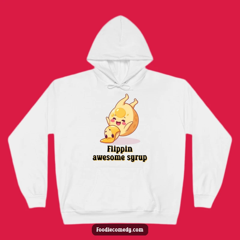 Funny Pancake Somersault Hoodie: Cozy, Joyful Breakfast Cartoon for Cold Days