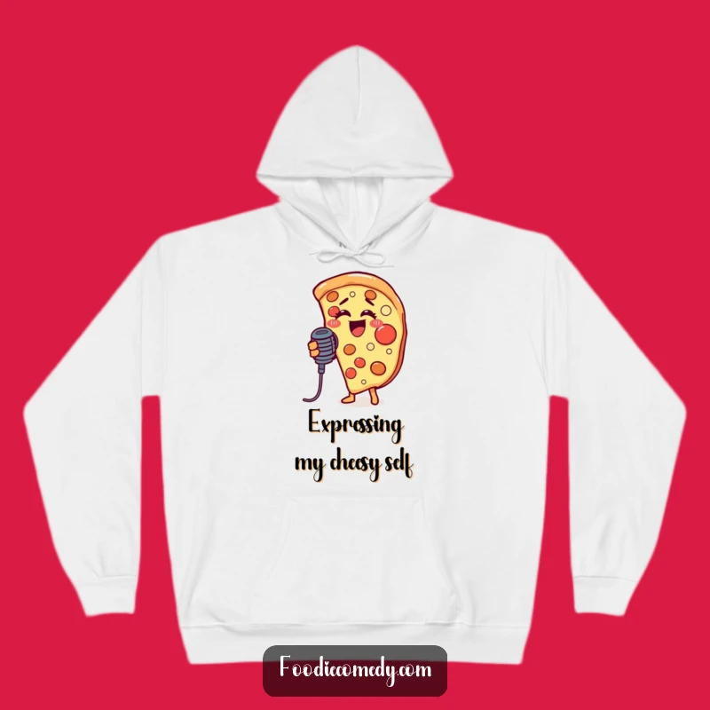 Funny Singing Pizza Slice Hoodie: Cozy Threads for a Musical Feast!
