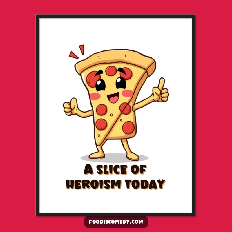 Free Printable Pizza Hero Art: Heroic Foodie Decor, Funny Downloadable Wall Art